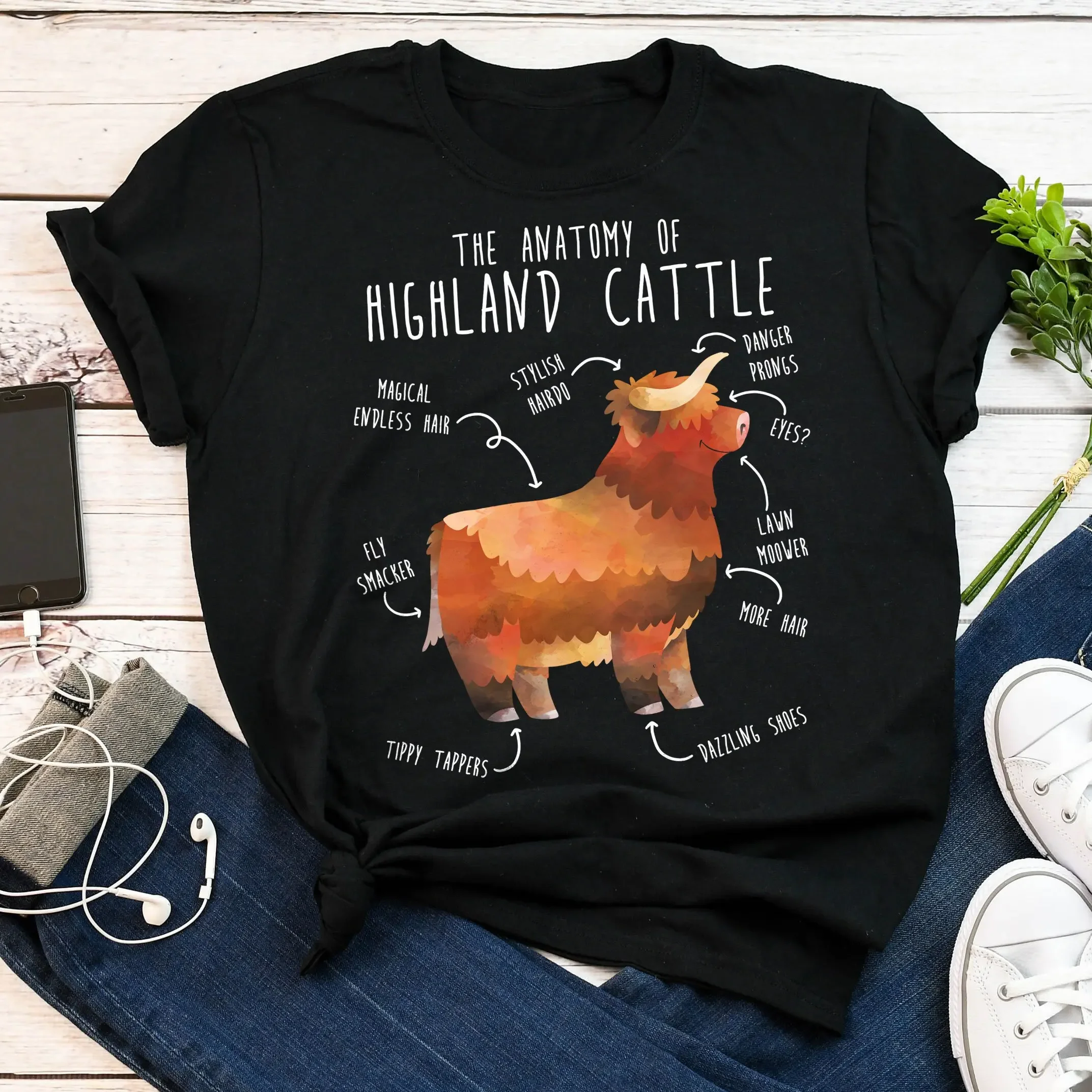 Highland Cow T Shirt Funny Lover Cute Farmer Livestock Mom Dad Hairy Scottish Rancher Homestead