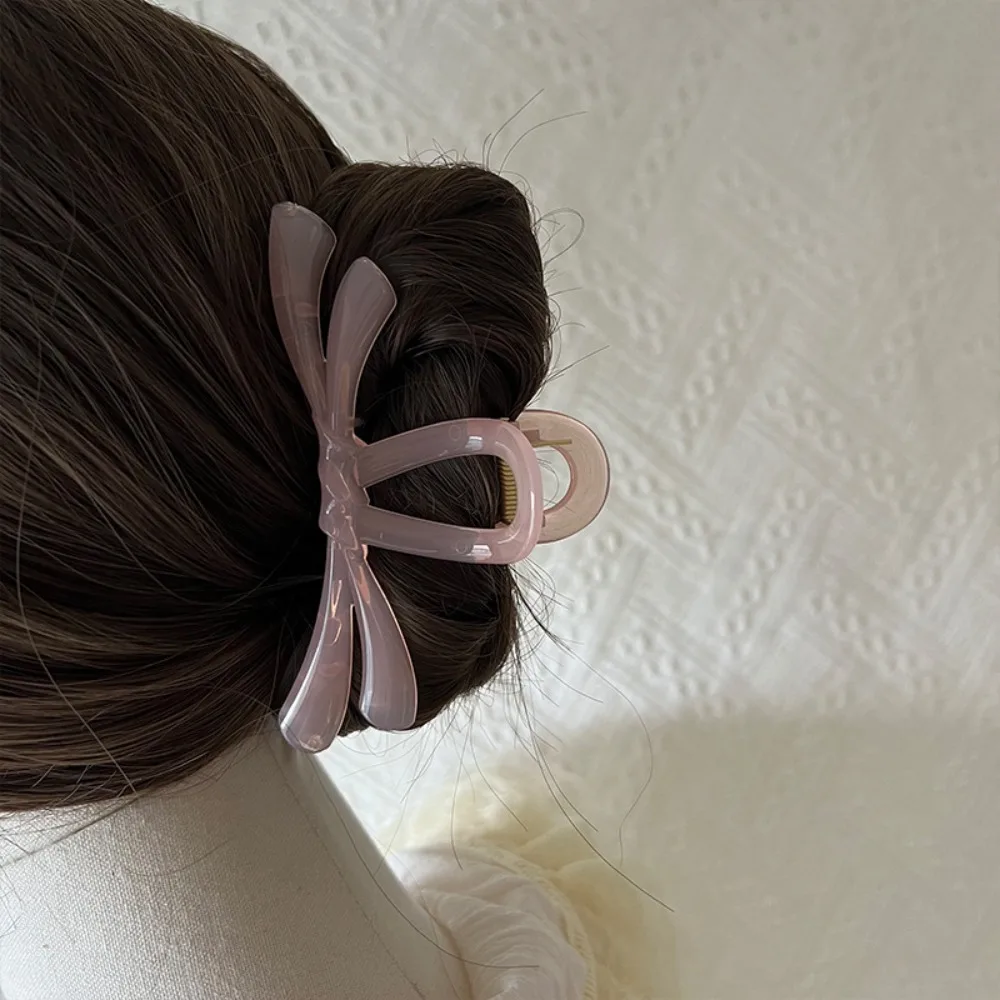 Bonito geléia cor arco garra de cabelo fita de plástico bowknot grampo de cabelo clipe estilo coreano grande tubarão clipe diário