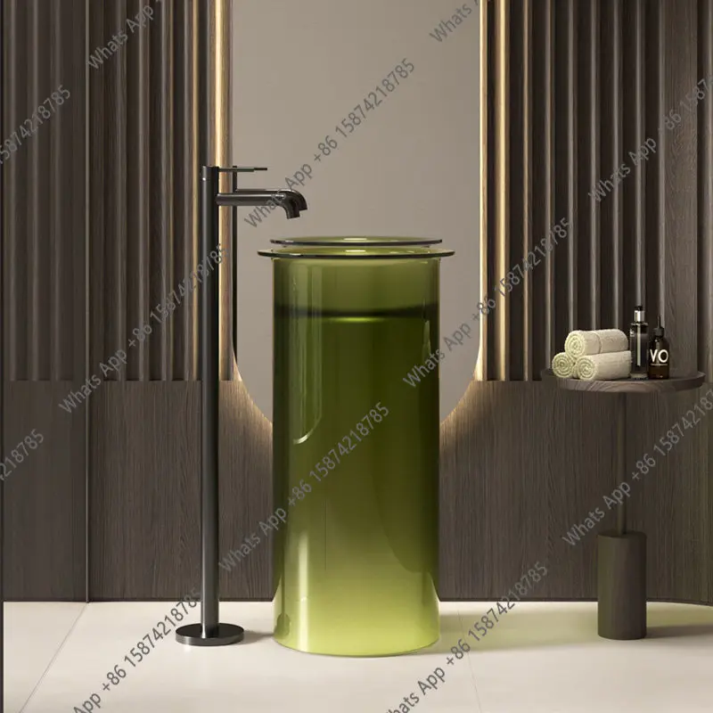 Art transparent resin washbasin floor-to-ceiling column basin hotel homestay bathroom washbasin