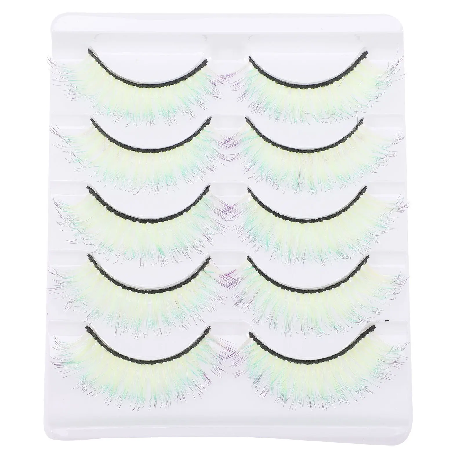 

5Pairs Fluorescent False Lashes Easy Wear Curved Style Individual Lash Extensions for Women Party Vacation Night
