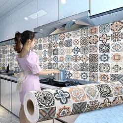 DIY Kitchen Furnitur Vinyl Cabinet Oil Proof Wall Stickers Self Adhesive Papel De Parede Bathroom Tile 3D Waterproof Wallpaper