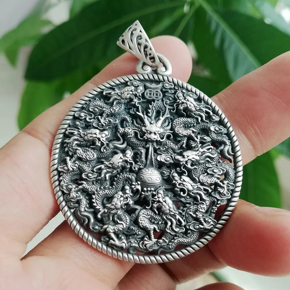 925 Sterling Silver Vintage Oriental Dragon Pendant Necklace Vintage Punk Divine Dragon Choker Hip Hop Fashion Fine Jewelry