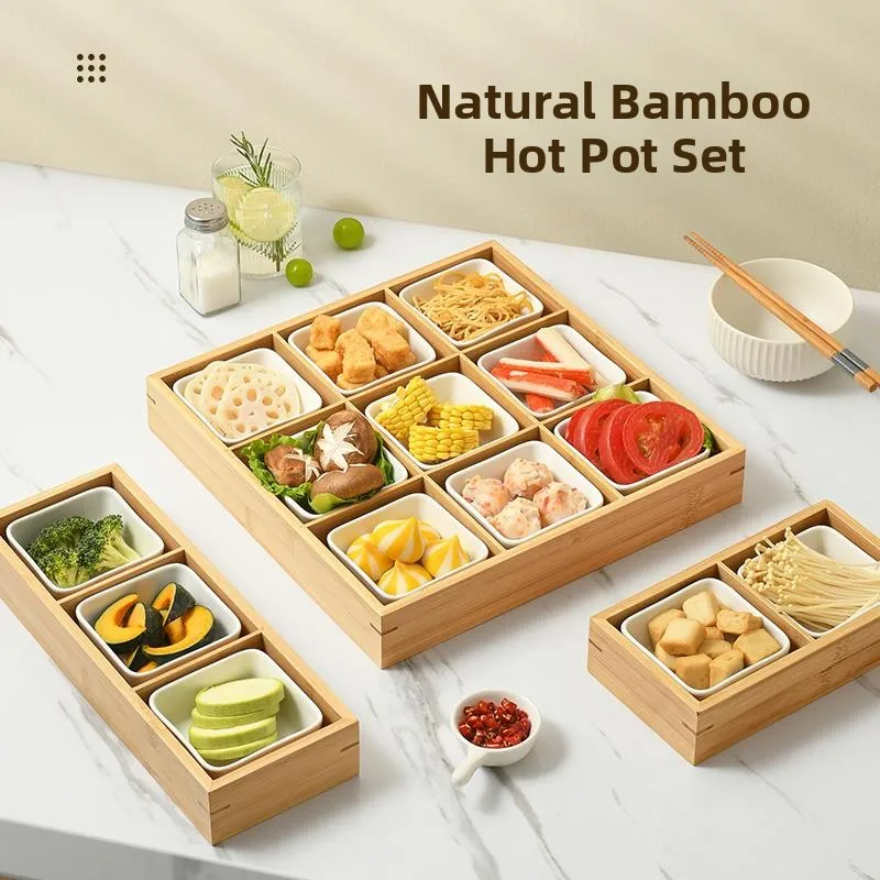 

Wooden Bamboo Tray for Hot Pot Tea Cooking Utensils Dert Box Dry Fruits Plate Ins Sle Matte Fini Universal Size 0 Inches