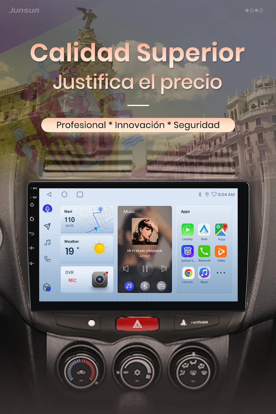 Junsun Radio Voz AI für Mitsubishi ASX 1 2010-2016 Kabelloses CarPlay Android Auto Autoradio 2DIN mit Bluetooth DAB+ GPS RDS – Detail 2
