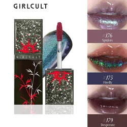 Girlcult Goth Mirror Lipgloss Glossy Green Chameleon Hydrating Lip Glaze High-Shine Non-stick Cup Long-lasting Lip Makeup