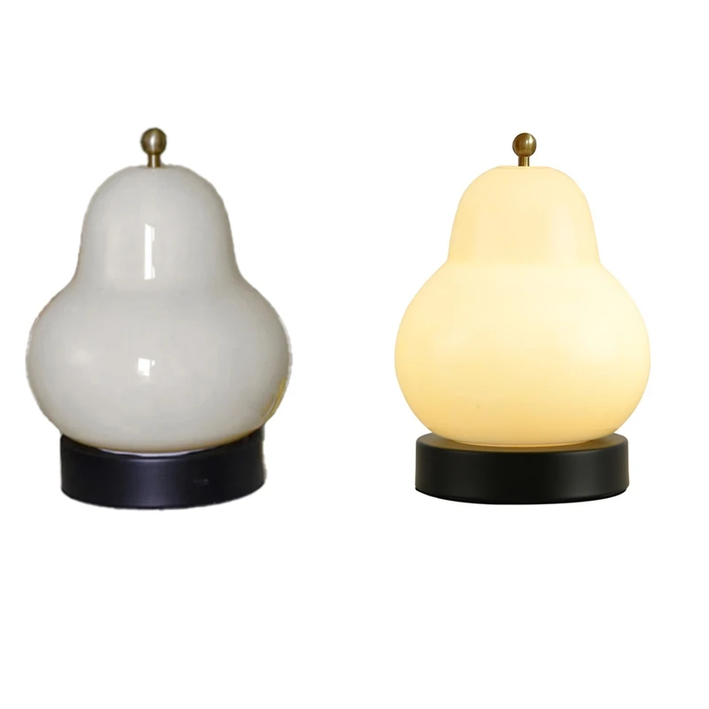 

ABHG-Pear Shaped Glass Table Lamp Suitable For Bedside Bedroom Study Living Room Decorative Night Light Home Decor