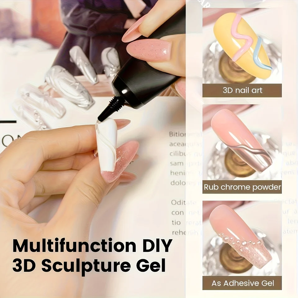 Gel 3D para modelado de uñas, ideal para diseños de otoño e invierno, pintura, moldeado y esculpido DIY 6