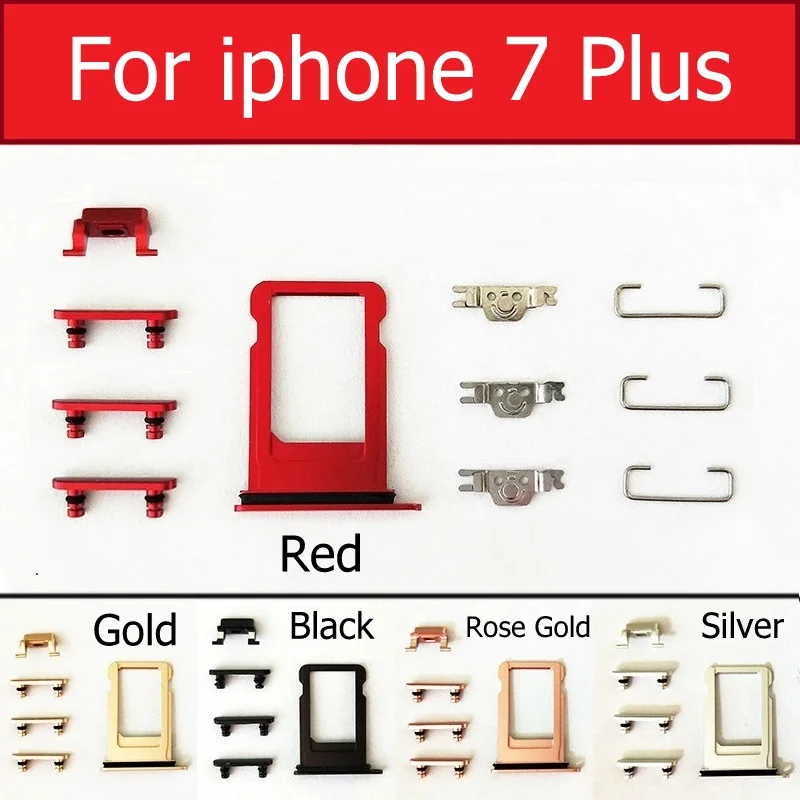 مجموعة كاملة من صينية بطاقة Sim لزر كتم الصوت والطاقة وحجم الصوت مع حلقة مقاومة للماء لهاتف iPhone 7 8 plus X XS MAX XR أجزاء حديد معدنية صغيرة #3