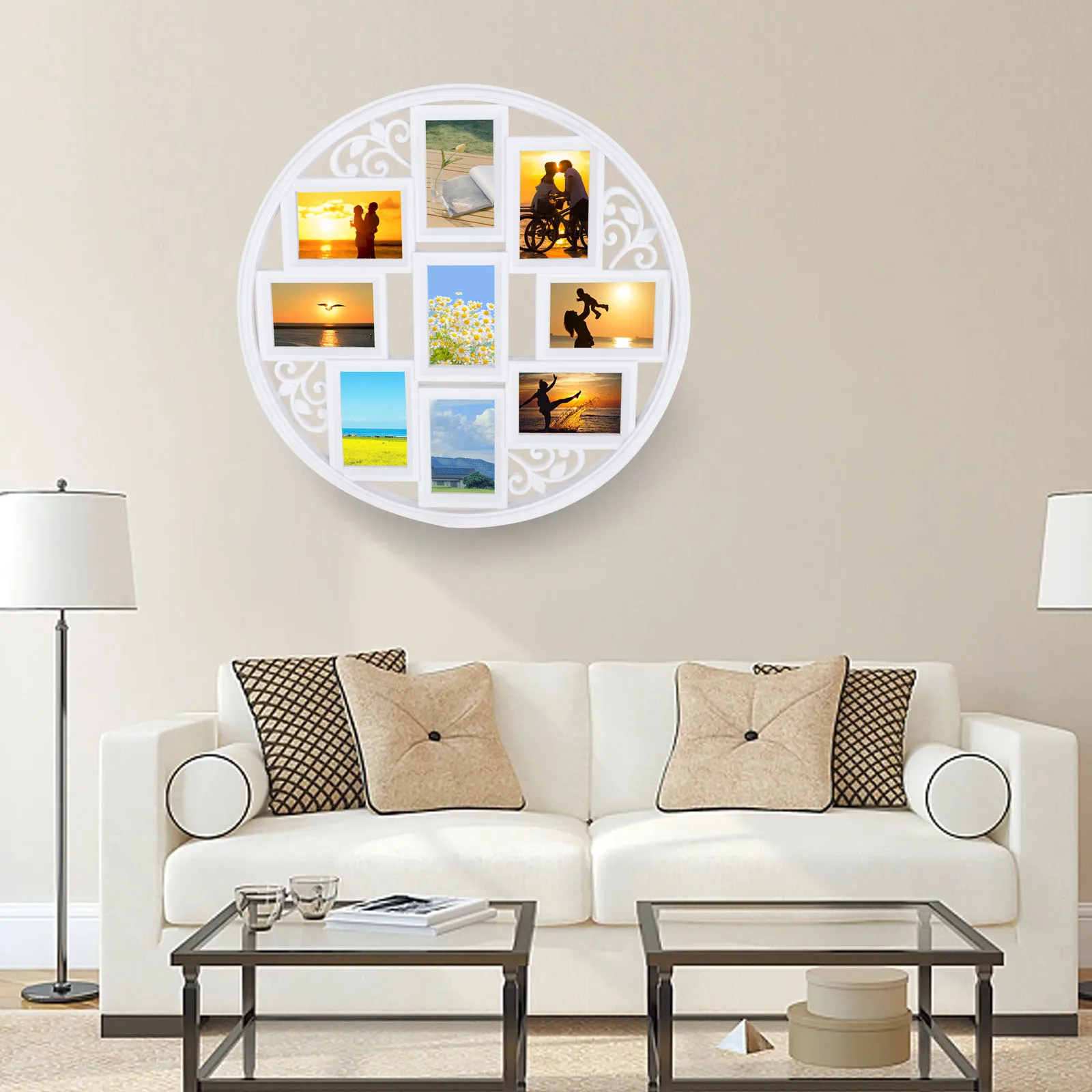 Creative Wall Collage Picture Frames Round Circular Wall hanging Picture Photo Collage Frame High Quality Plastic Photo Frame