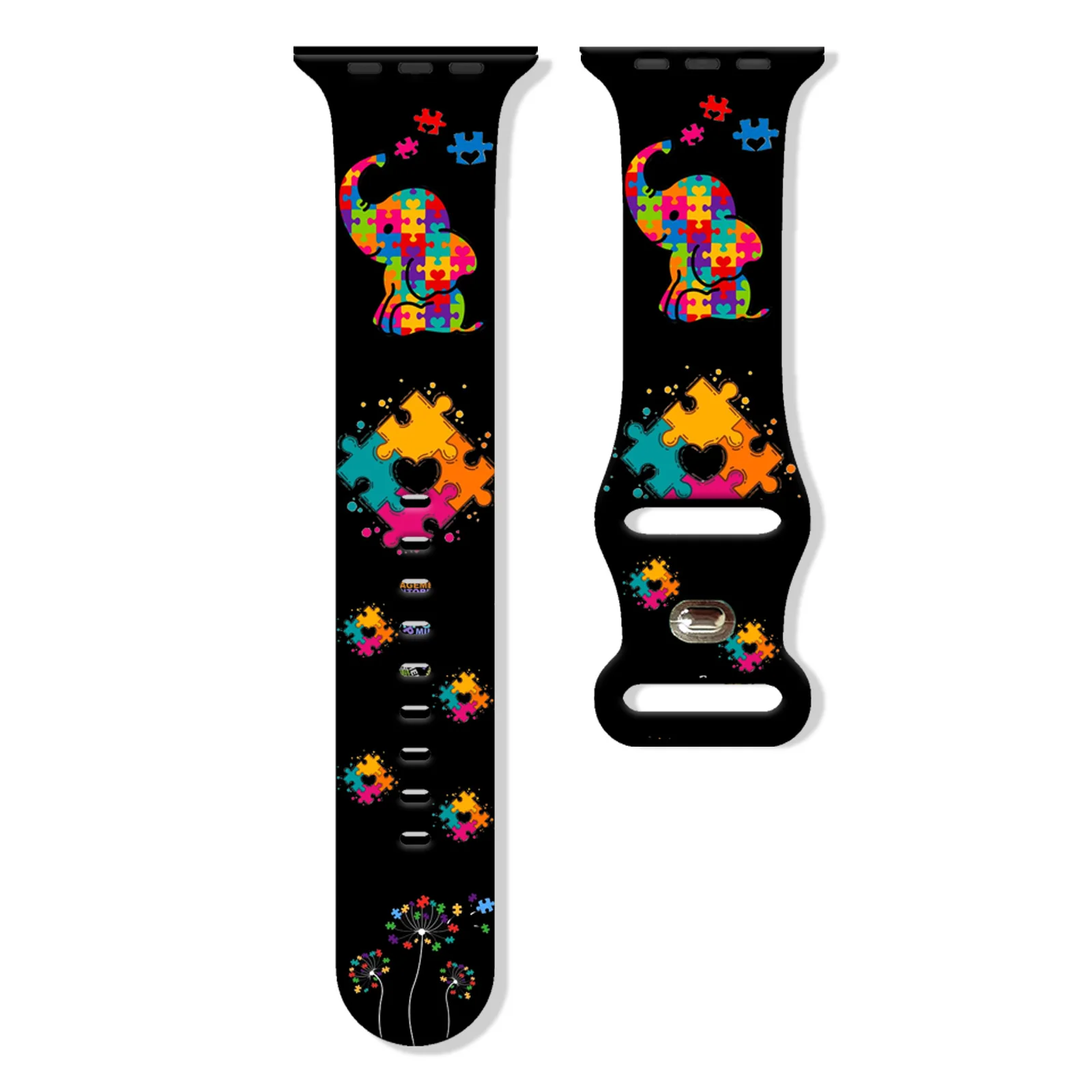 컬러 실리콘 프린트 애플워치 스트랩 이미지