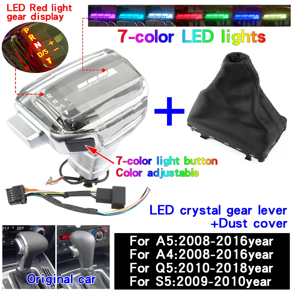 Led versnellingspookknop, schakelhendel, versnellingspook, versnellingshendel, auto-accessoires voor Audi A4 B8 A6 C6 C7 A7 S7 S6 Q7 Q5 8R A5 S5