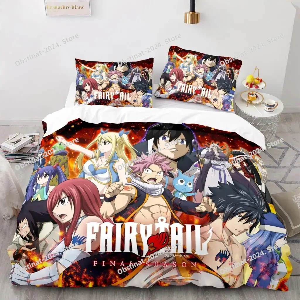 

Fairy Tail Bedding Set Single Twin Full Queen King Size Fairy Tail Bed Set Aldult Kid Kawaii Duvetcover Sets 3D Print 003