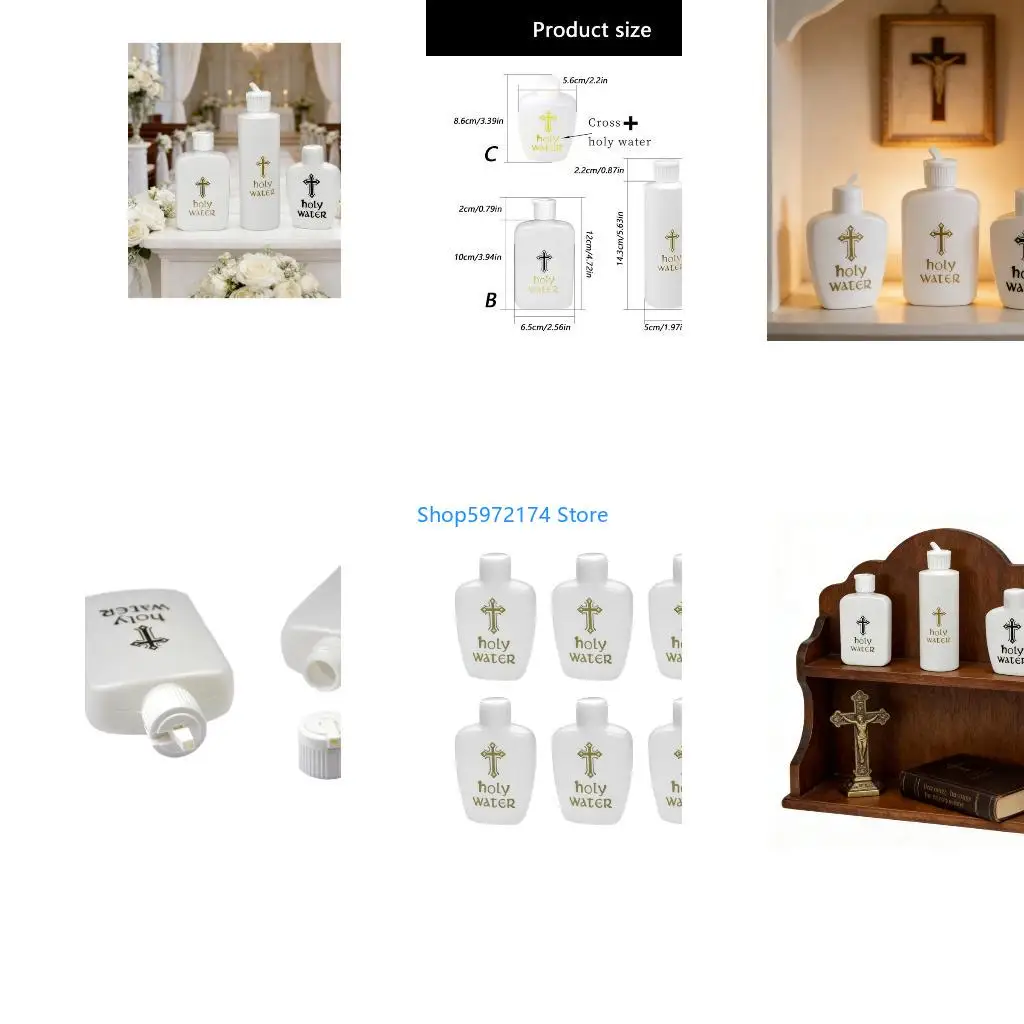 Y3NB Holy Water Container Plastic Empty Container with Gold Crosses Holy Water Bottles for Catholic Christian First Communion