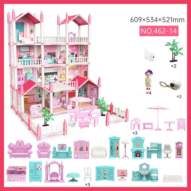 Children Montessori House 3d Assembled Doll Castle Diy Manual Doll House Villa Princess Castle Girl\'s Toy Birthday Gift Toy Hous