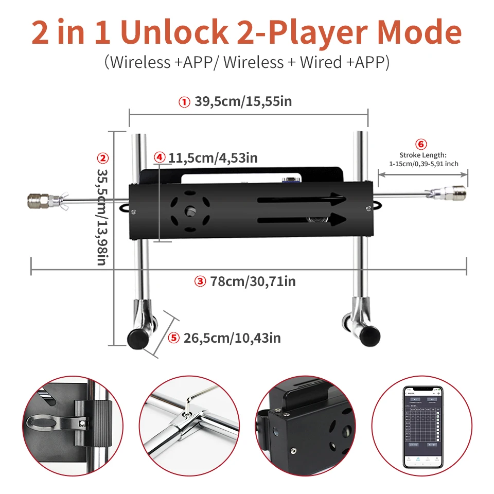 Wireless APP  200W Sex Machine with Amazing Features,Powerful,All Angle Adjustable,No Moveback Machine,200W motor, stroke 15cm