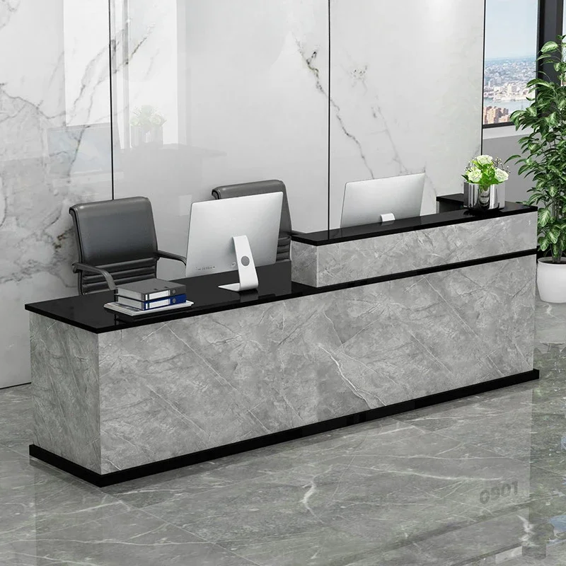 Front Cashier Counter Reception Marble Beauty Modern White Store Reception Luxury Lectern bureau meuble Reception Desk WJ25XP