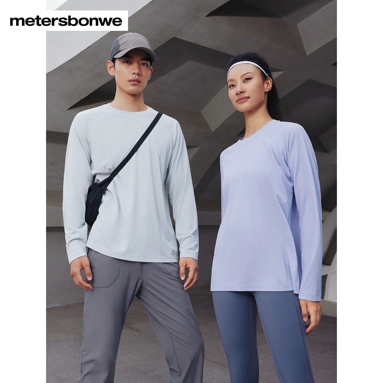 

Metersbonwe-Men's And Women's Solid Color Long Raglan Sleeve Shirt Round Neck Comfort Version Tops Sport Outdoor Perennial