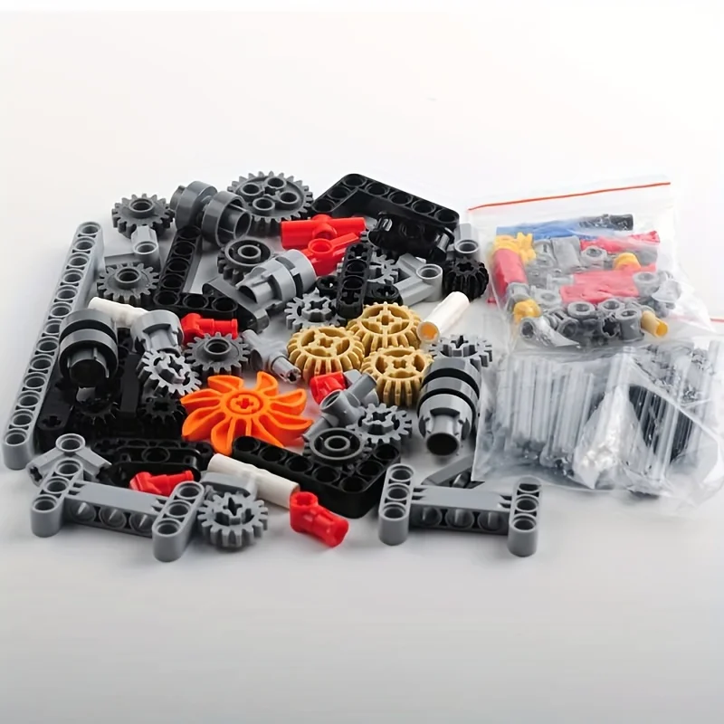 124pcs MOC compatible small particle six speed gearbox building block model adult electric toy