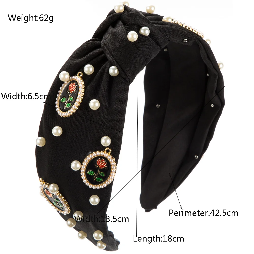 Korean Style Elegant Nail Pearl Alloy Oil Dripping Rose Accessories Inlaid Headband Summer Sweet Hair Accessories