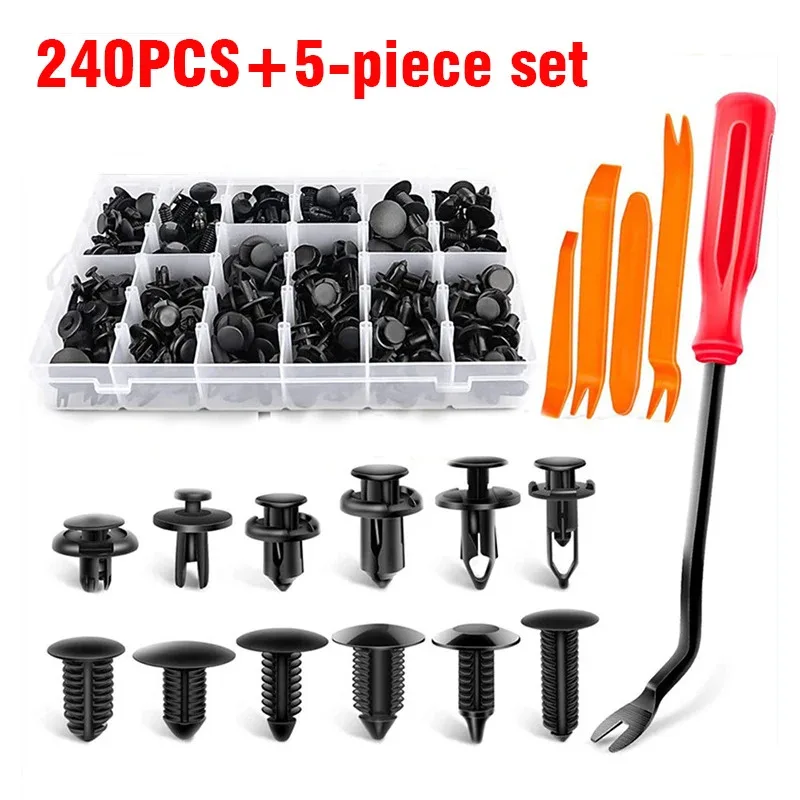 240pcs Mixed Car Plastic Clips Auto Fixing Door Closer Pin Removing Retainer Rivet Screws Disassembly Tools For Removal Products