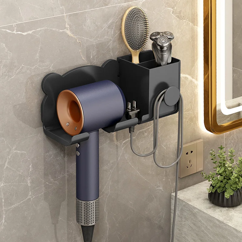 Hair dryer storage rack, non punching bathroom hair dryer bracket, wall mounted bathroom hair dryer air duct storage rack