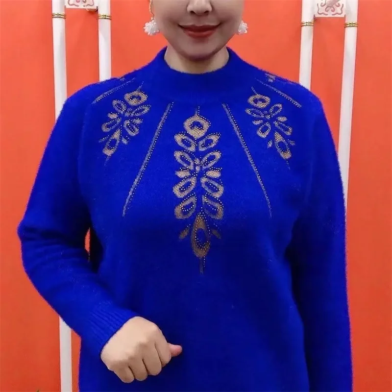 Maglione e Pullover di fascia alta per la madre invernale maglione di velluto di visone imitazione spessa maglione lavorato a maglia da donna elegante Femme top 6XL