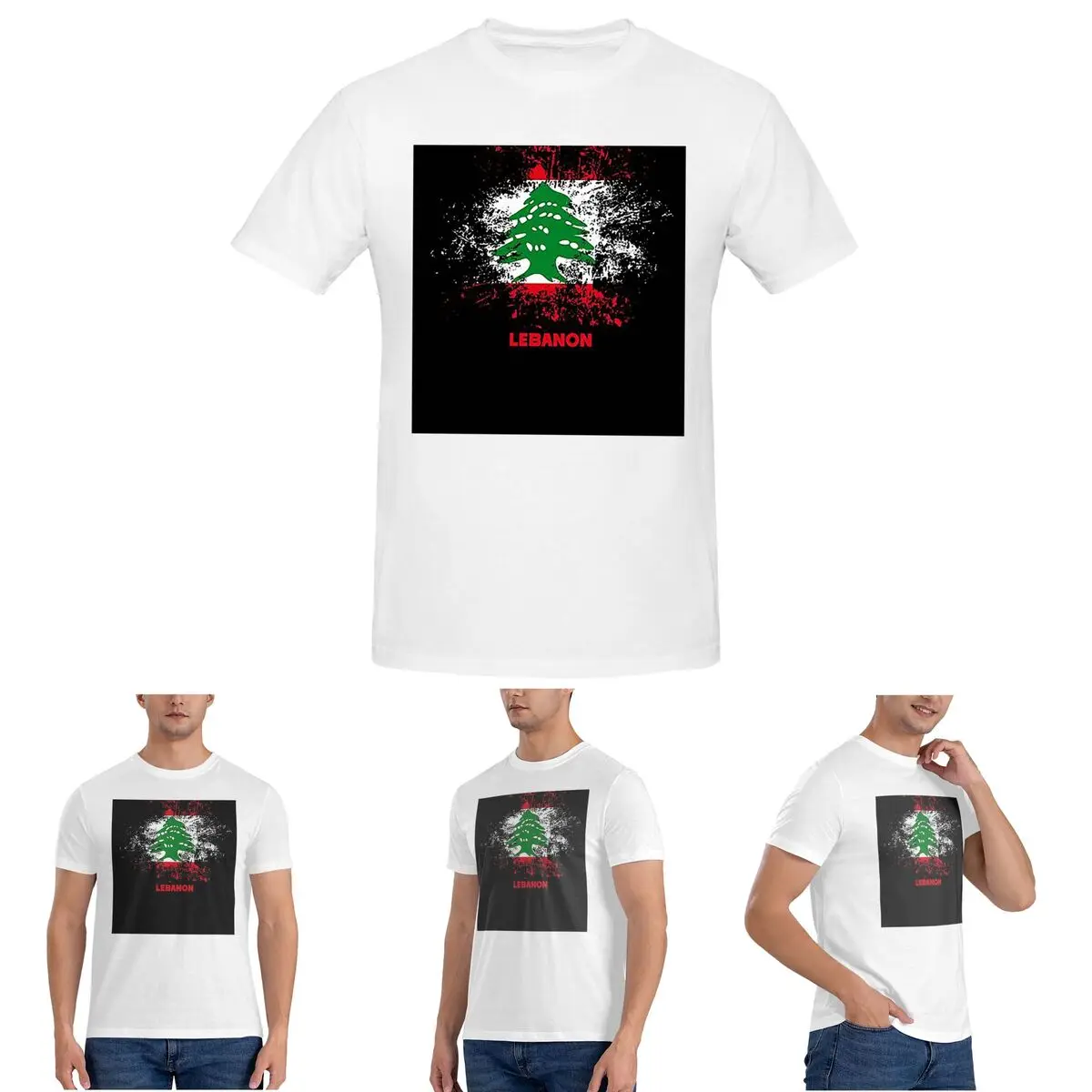 

Lebanon Watercolor Lebanon Flag Lebanese Outfit T-Shirt for Men Cotton Plus Size T Shirts Men's Short Sleeve O-Neck Tops S-6XL