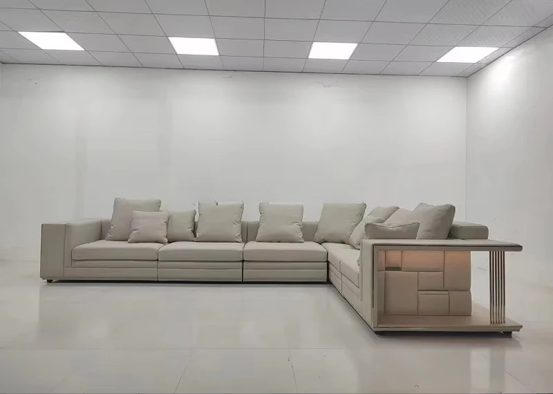 ^Light Luxury 7 Postmodern Leather Large Cream White Modular Sofa Luxury Italian Babylon Frame L Corner Sofa