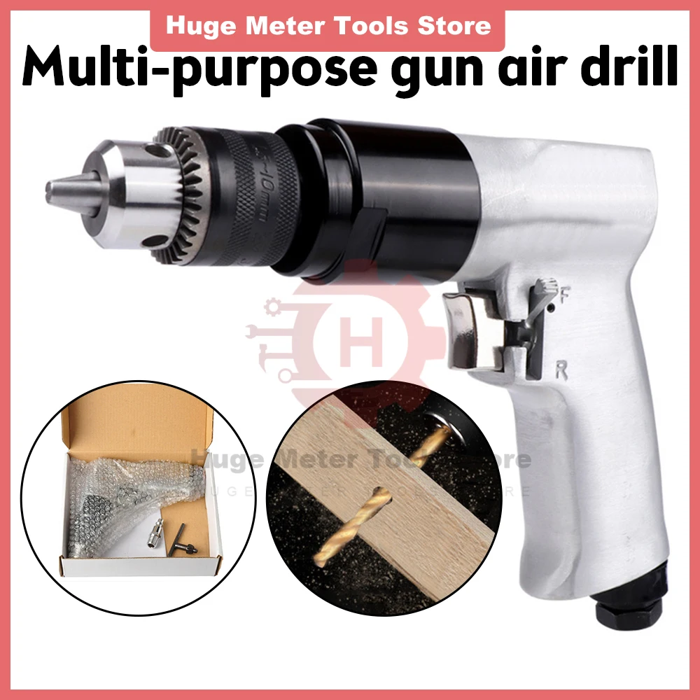 3/8\'\' Professional Air Drill 1800rpm High-speed Cordless Pneumatic Self-Locking Reversible Switch Type Hand Tool Air Tool