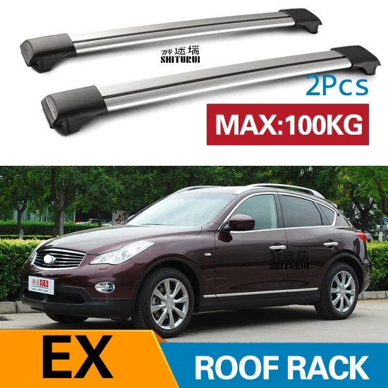 2Pcs Roof Bars for Infinitit EX 2007- 2019  2012Aluminum Alloy Side Bars Cross Rails Roof Rack Luggage CUV SUV LED