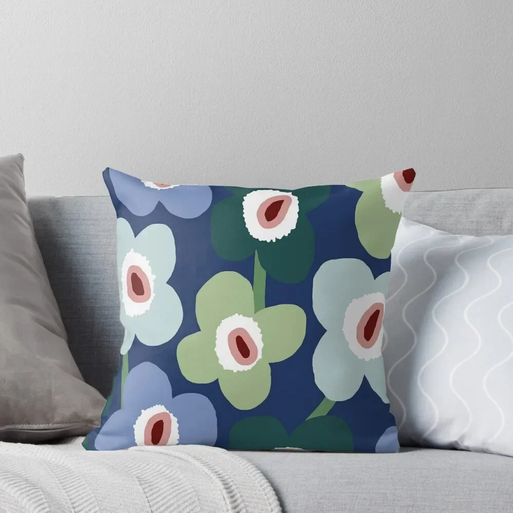 

Iconic Retro Scandinavian Floral Pattern in Blue and Green Throw Pillow luxury sofa pillows Pillow Cover pillow