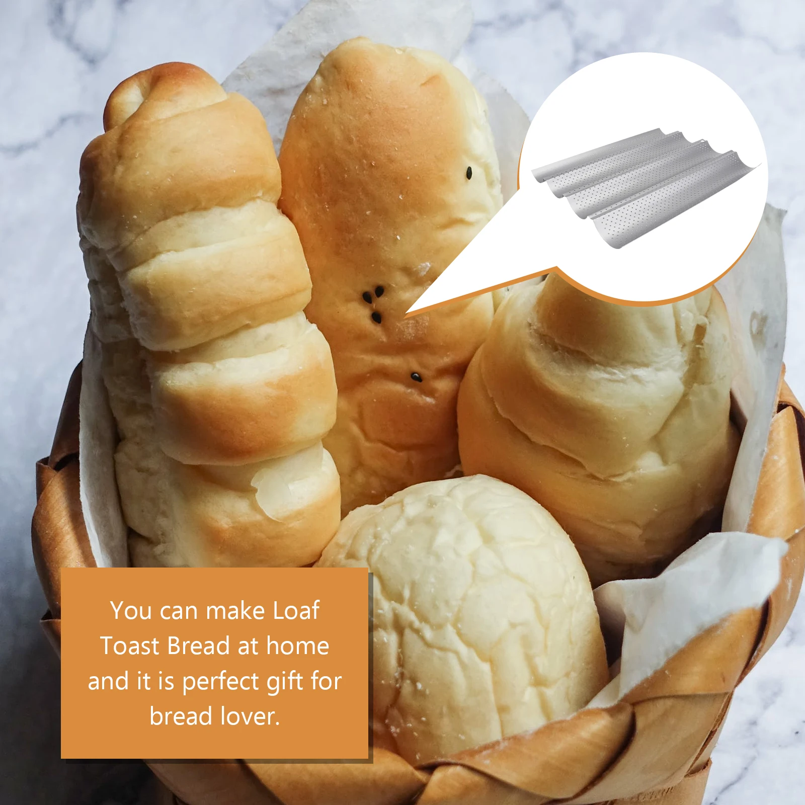 

4 Pcs French Bread Pan 4 Well Perforated Non Stick Steel Baking Mold Loaf Tray Oven Toaster Heat Resistant 15\