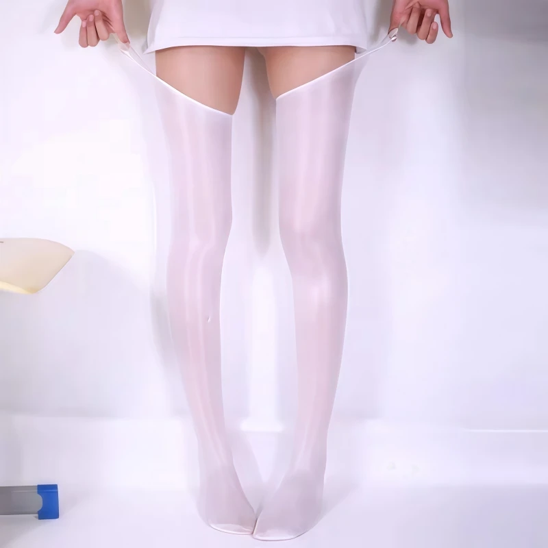 

High Elasticity Oil Shiny Long Medias Women Sexy Ultra Thin Breathable Underwear 8D Summer Edgeless Thigh High Stockings