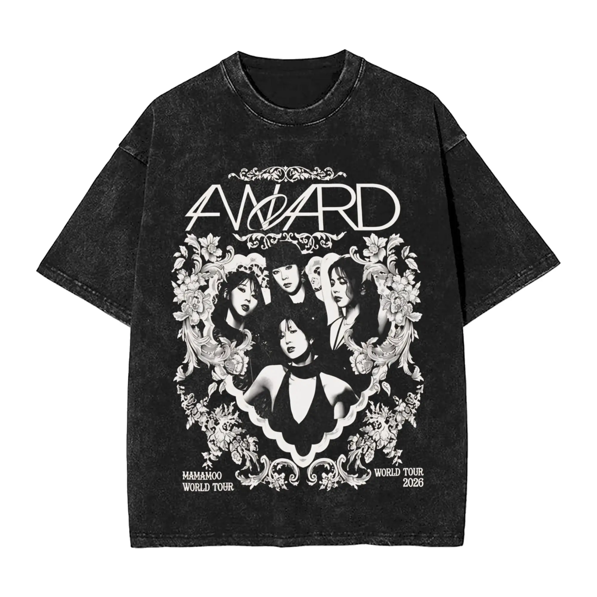  Mamamoo 4Ward World Tour  Washed T Shirt Streetwear Hip Hop Novelty T-Shirts  Tees Tops Men Women Short Sleeve Oversize
