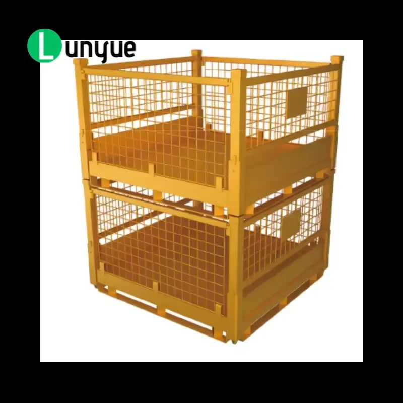 Foldable Steel Container Pallet Cage Heavy Duty Warehouse Storage Crate Collapsible Metal Box For Logistics Industrial Use