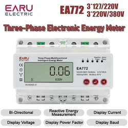 100A Three Phase Multifunctional Intelligent Electronic Bidirectional Energy Power Factor kWh Meter Over Under Current Voltage