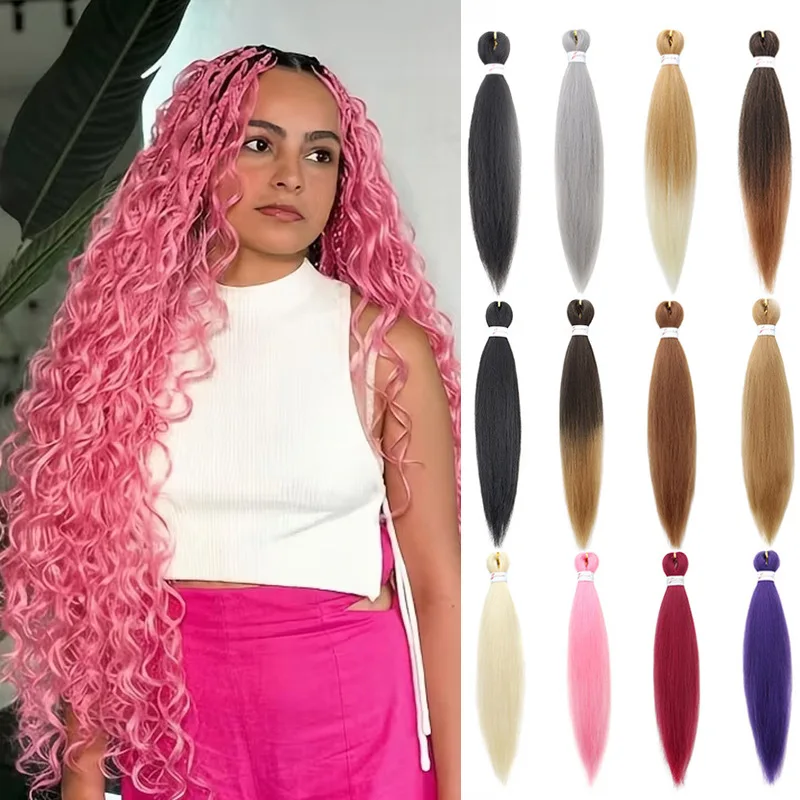 20Inch 5PCS/LOT Synthetic Pre Stretched Yaki Ez Box Braiding Hair for Women Hair Extension