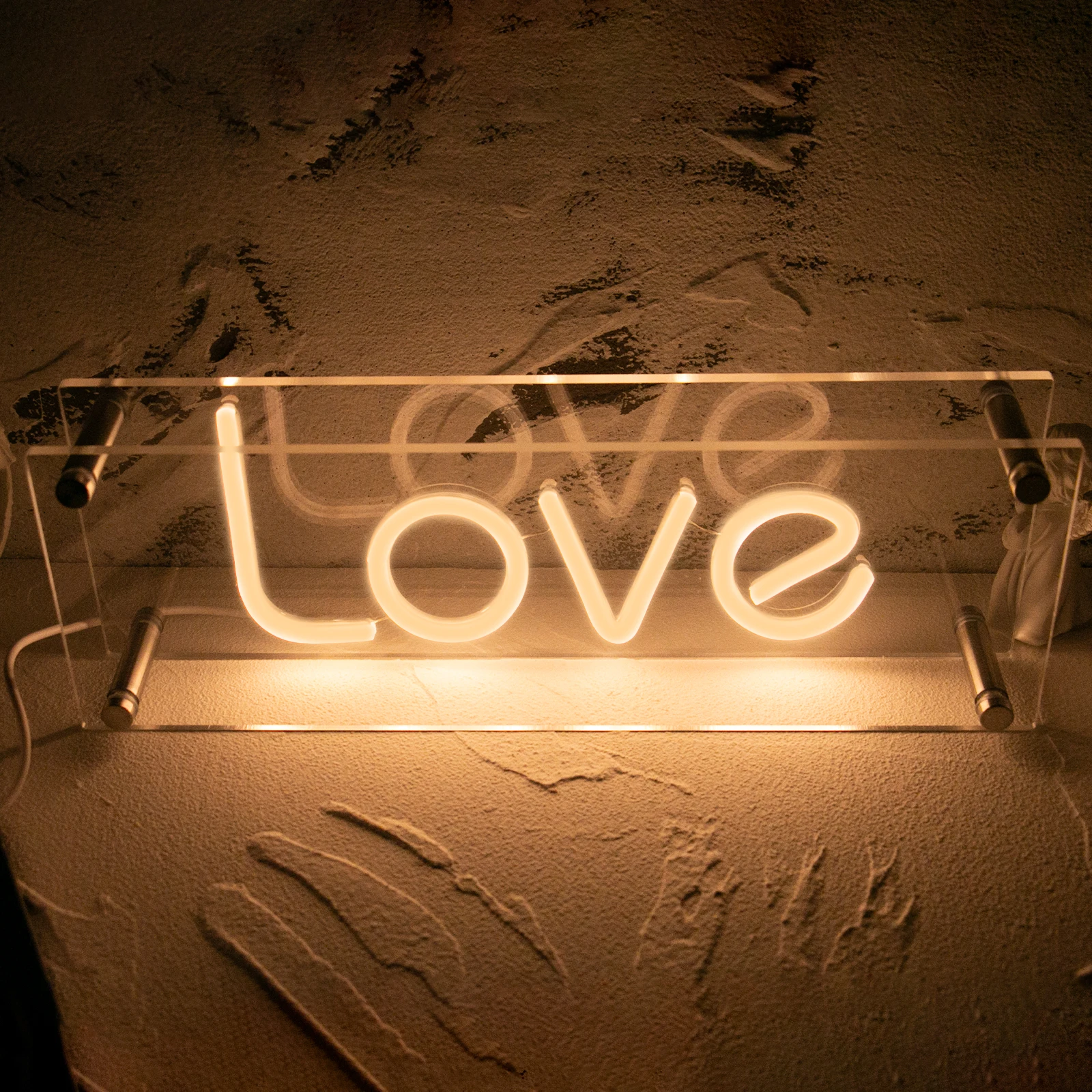 

LOVE Neon Signs Led Lights for Wedding Party 3D Carving Salon Business Desk Room Wall USB Neon Sign With Holder Base