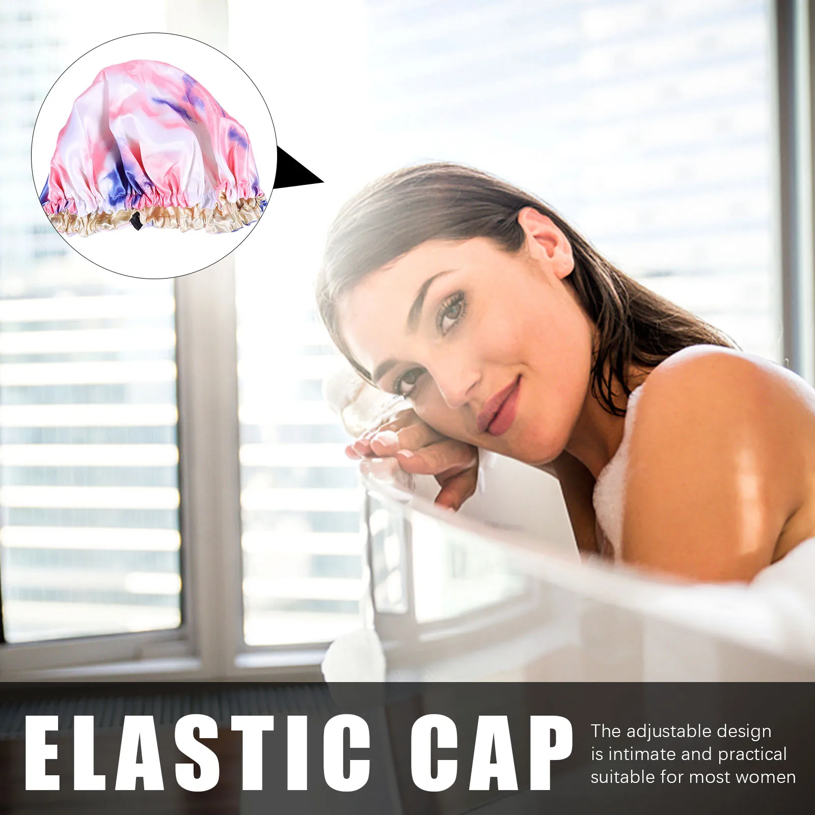 

2 Pcs Tie-dye Emulated Silk Shower Supplies Women Bathing Satin Sleep Bonnet Caps for Female