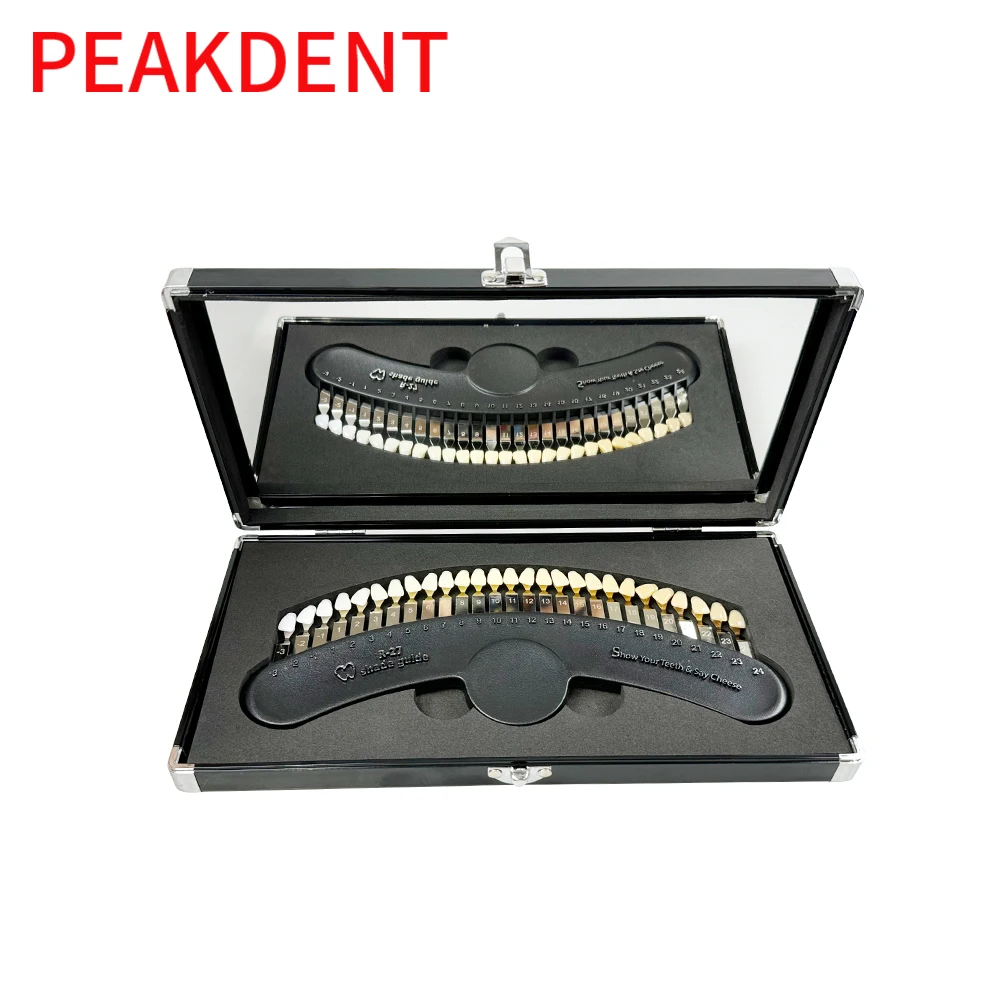 3D Teeth Whitening Shade Guide with Mirror Tooth Bleaching Shade Chart 27 Colors for Dental Lab