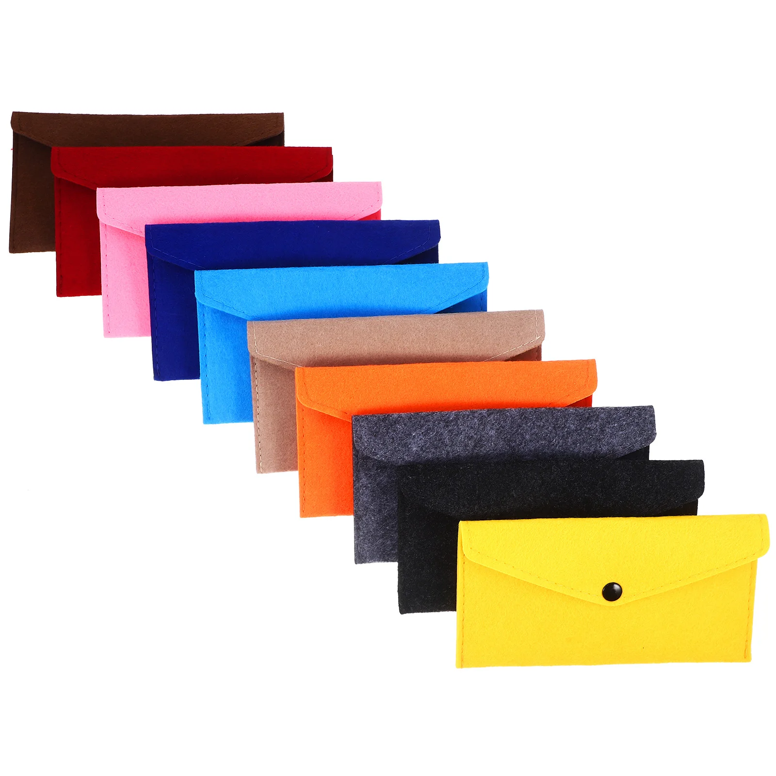 

10Pcs Phone Storage Bag Felt Snap Button Pouch Compact Design for Travel Small Items Organizer Multifunctional Felt Envelopes