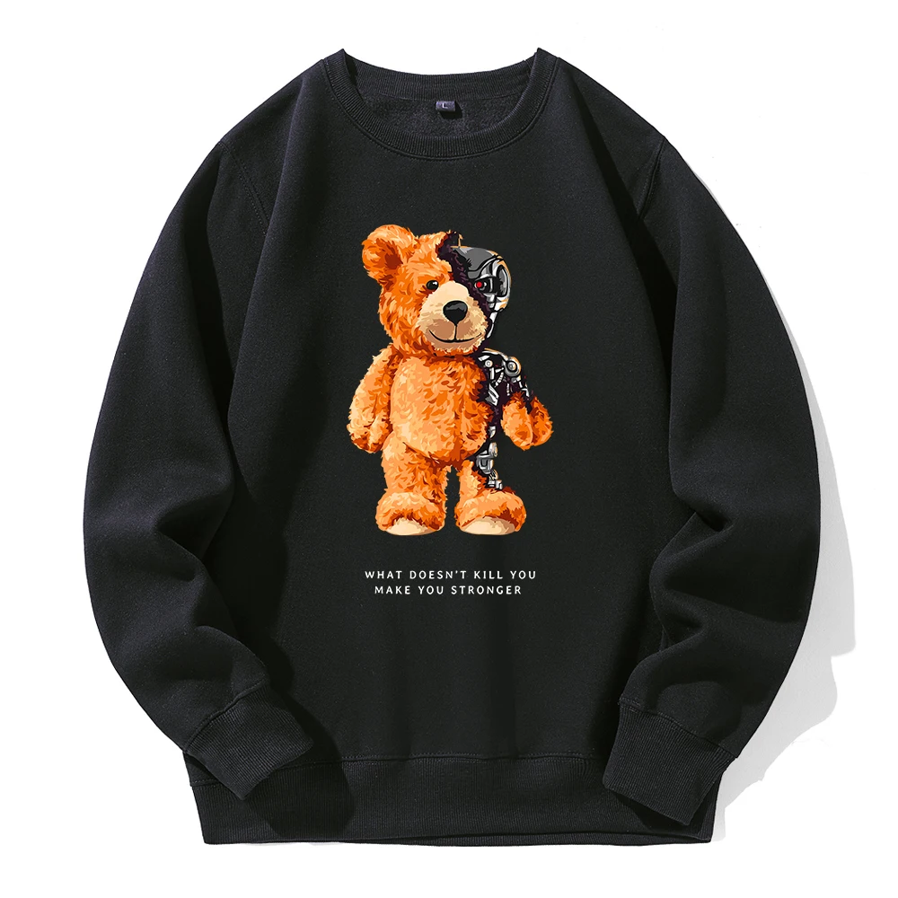 Teddy Bear Show You What I Am Really Look Like Tracksuit Men Street Sports Hoodies Loose Oversized Hoody Basic Casual Sweatshirt