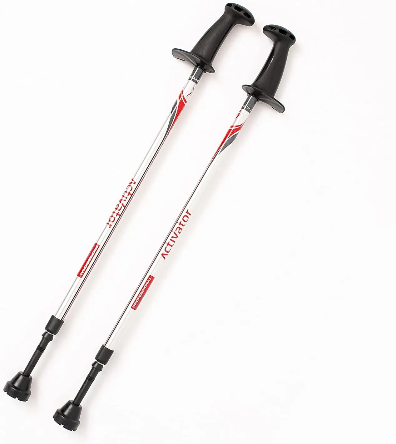 

Silver with Red/Gray, 1 Pair – for Users 4'2"–6' – Lightweight, Aluminum Nordic Walking Sticks – Collap