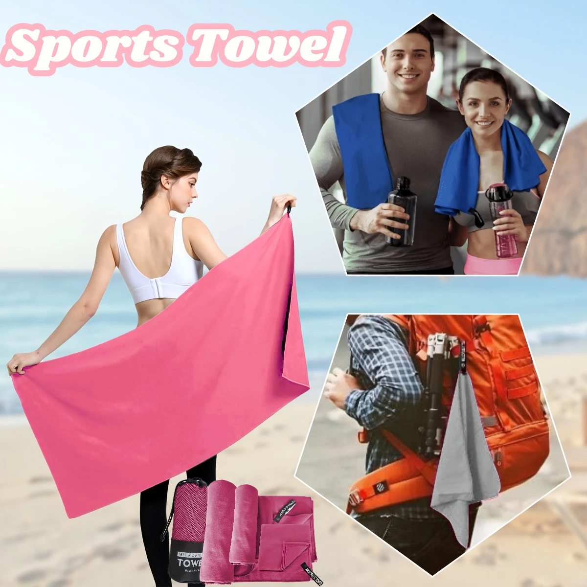 

3 шт., быстросохнущее впитывающее пот мягкое быстросохнущее полотенце для занятий спортом на открытом воздухе, пляжное полотенце из микрофибры, мягкое дорожное полотенце, полотенце для йоги