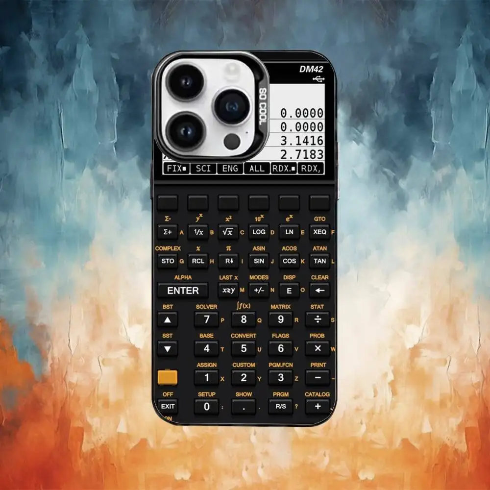 مضحك أنيق C-حاسبة جراب هاتف آيفون 17 16 15 14 13 12 11 برو ماكس زائد الفضة ماتي غطاء أسود