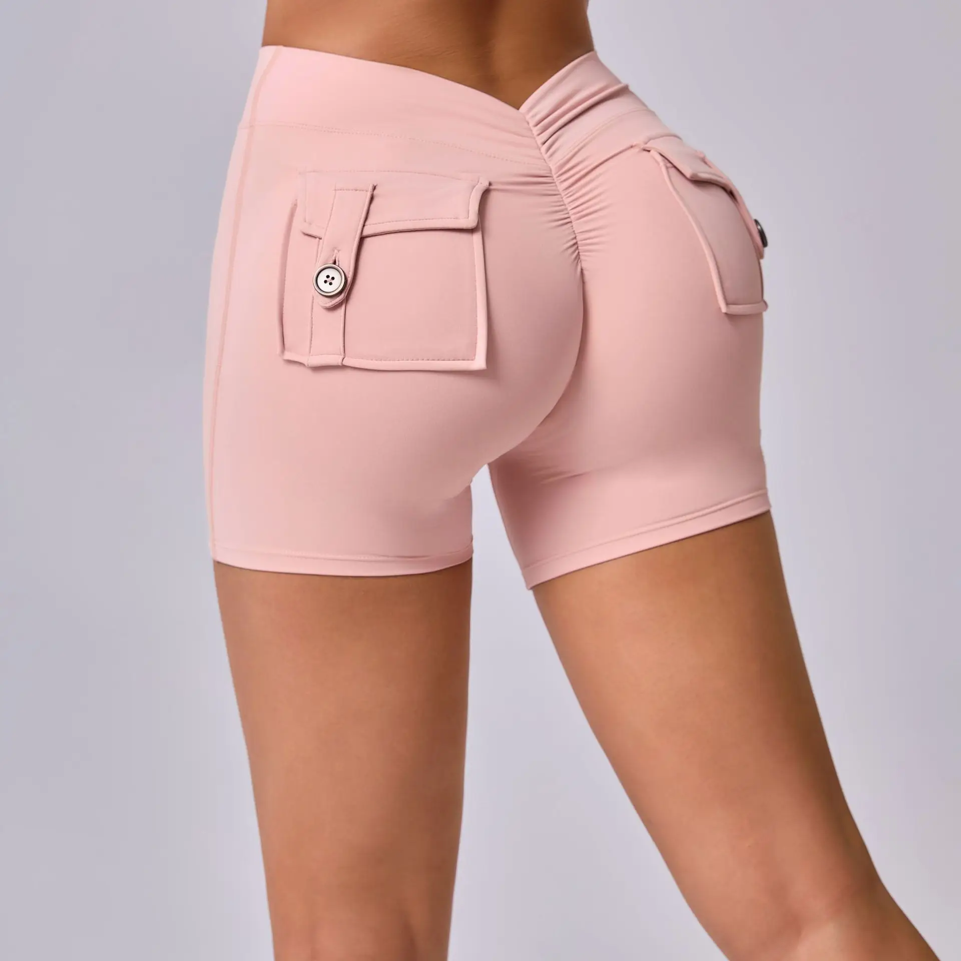 Yoga Shorts for Women Pocket Scrunched Butt Gym Leggings High Waist Push Up Tights Sexy Booty Quick Drying Sports Shorts Fitness