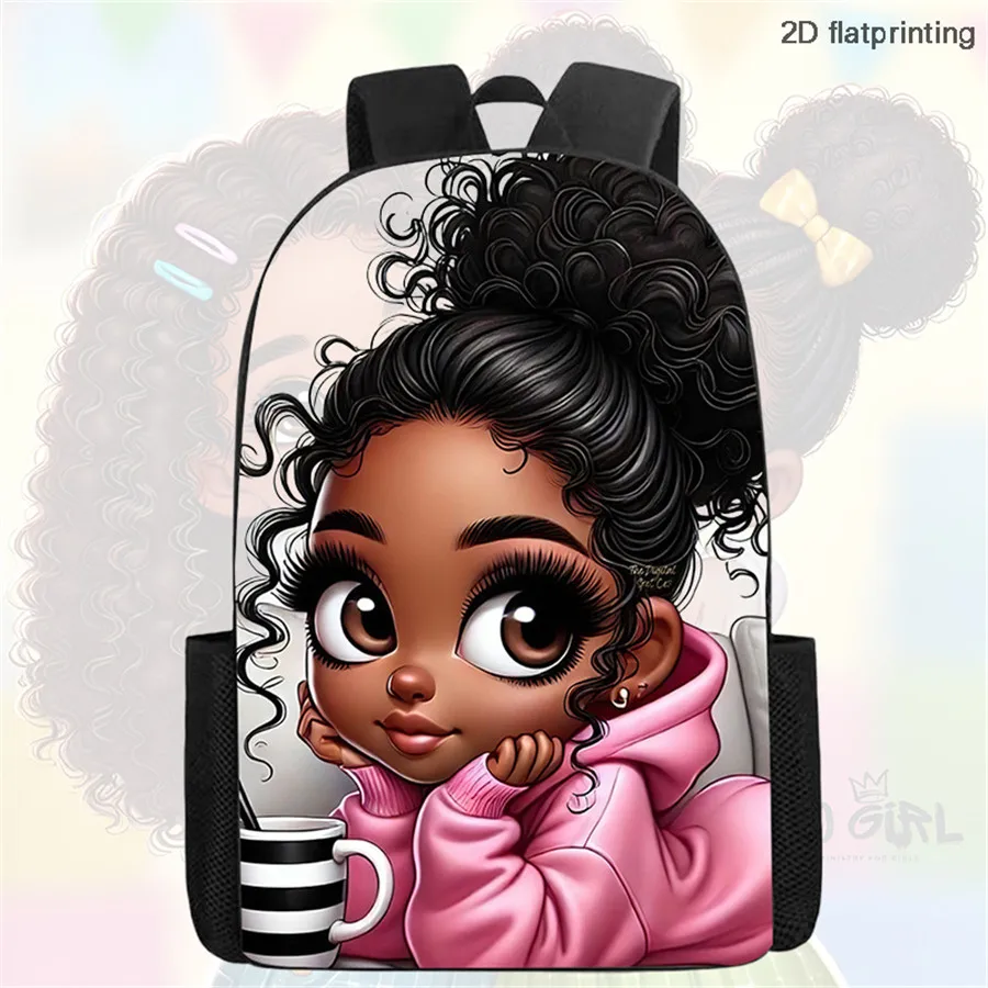 

Детский рюкзак, школьный рюкзак, детский рюкзак с изображением африканской девочки, вместительный рюкзак для мальчиков и девочек, подходит для детей 5-10 лет.