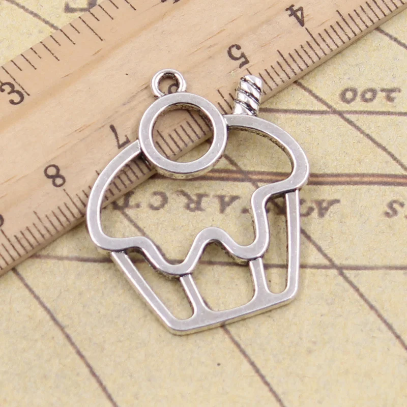 12pcs Charms Ice Cream Cake Cupcake 36x31mm Tibetan Silver Color Pendants Antique Jewelry Making DIY Handmade Craft