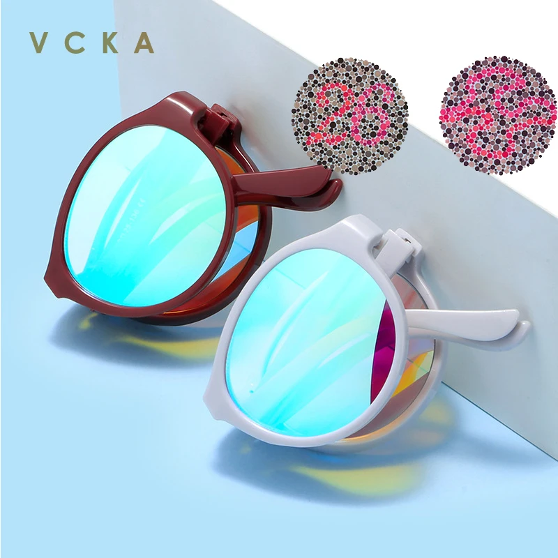 VCKA Spectacles For Red-Green Colorblindness Special Correction Women Men Double-sided Coating Folding Frame Color Weak Glass