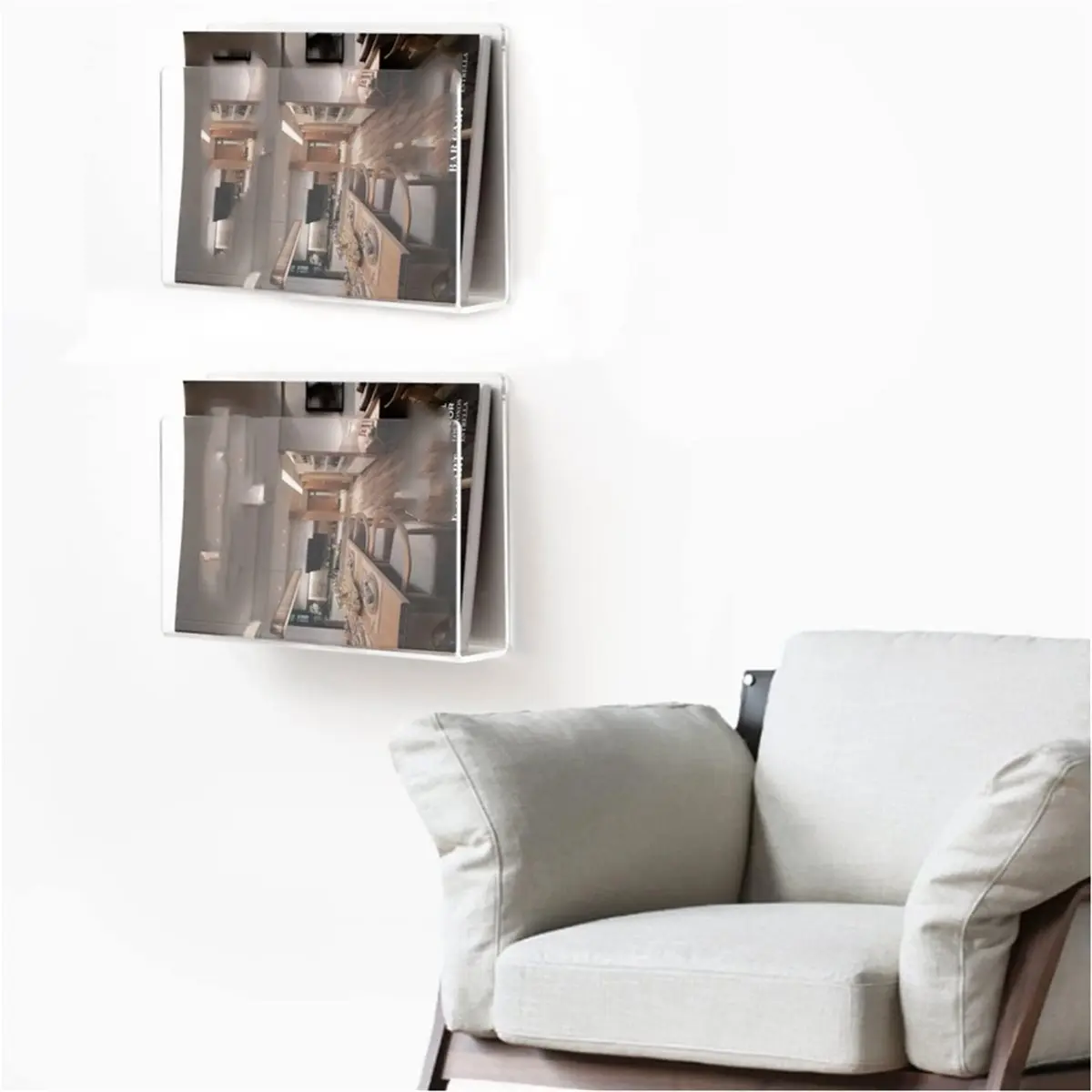 Wall File Holder, Clear Acrylic Design, 28x6x20cm, Brochure Display Holder, Mail Paper Storage Organizer
